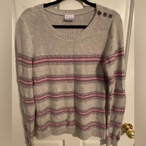 Columbia brand sweater with a button detail